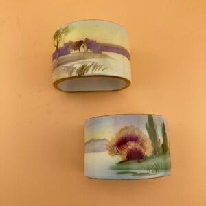 Vintage Nippon Hand Painted Napkin Rings - Set of Two